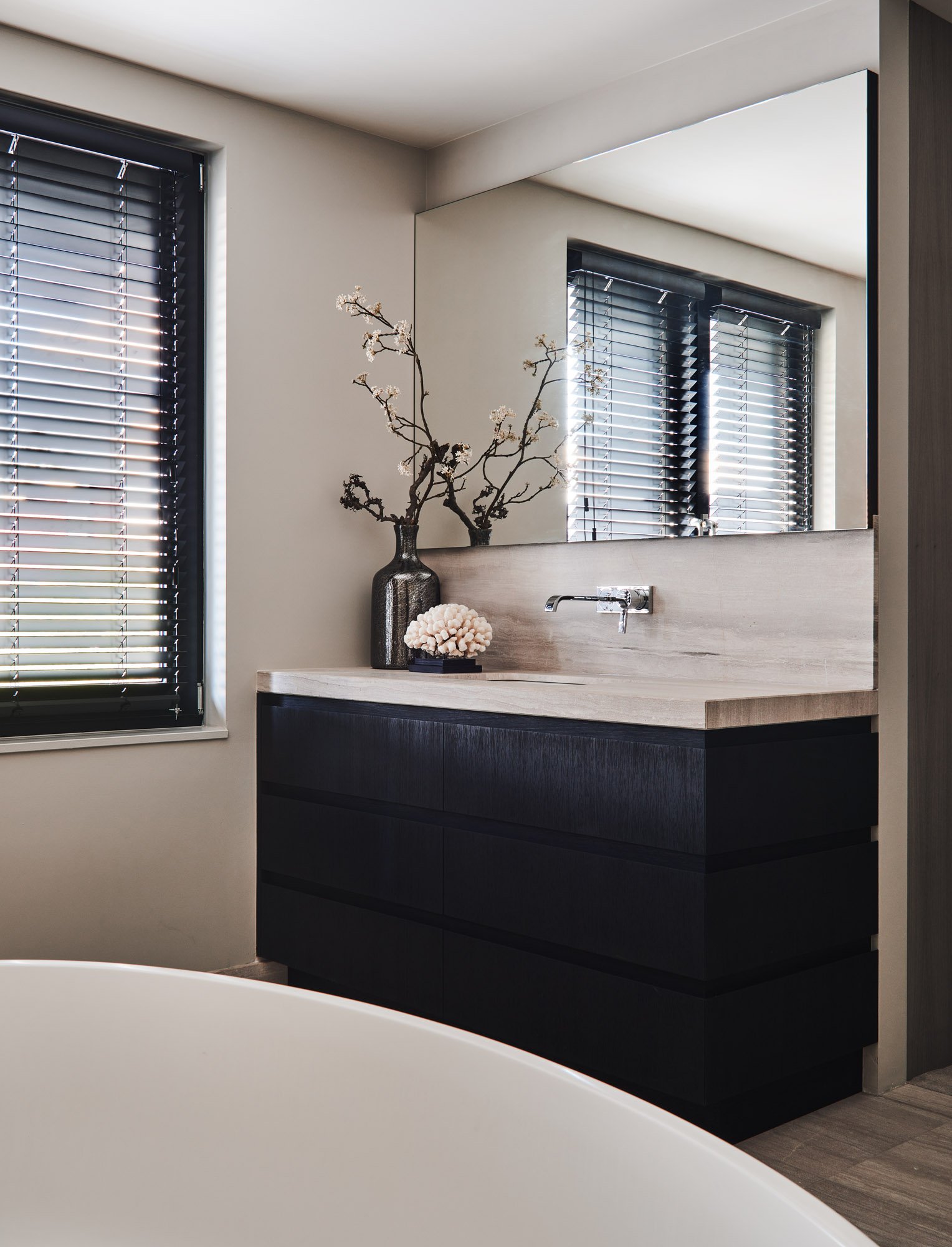 luxurious interior bathroom sink beige