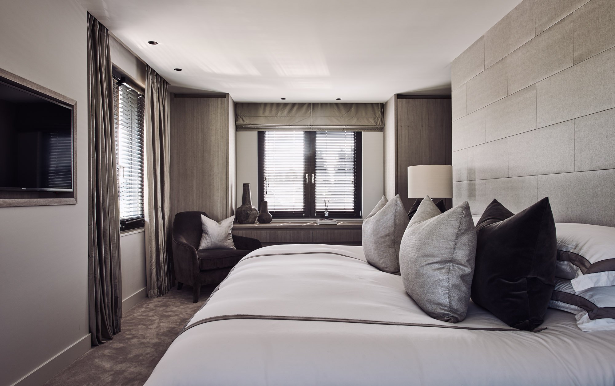 luxurious interior design bedroom with television