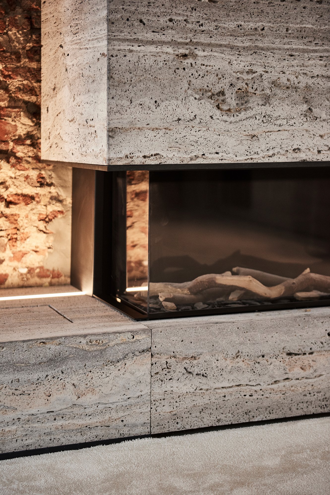interior design wood fire place