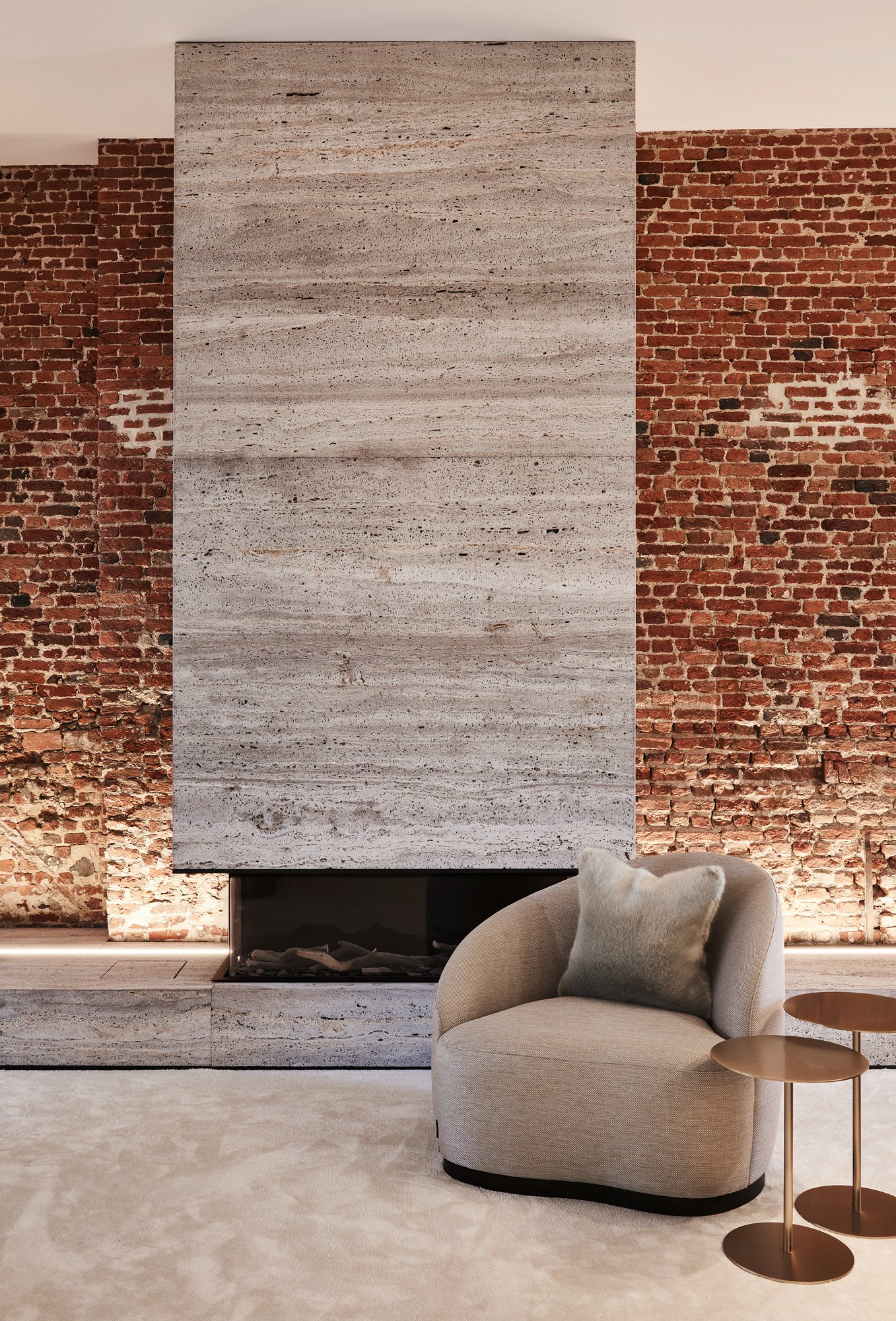 interior design old details brick wall beige
