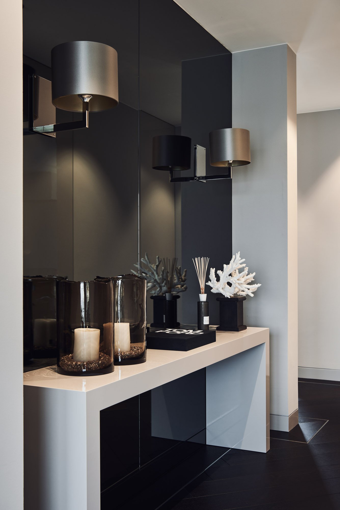 interior design hallway dark details