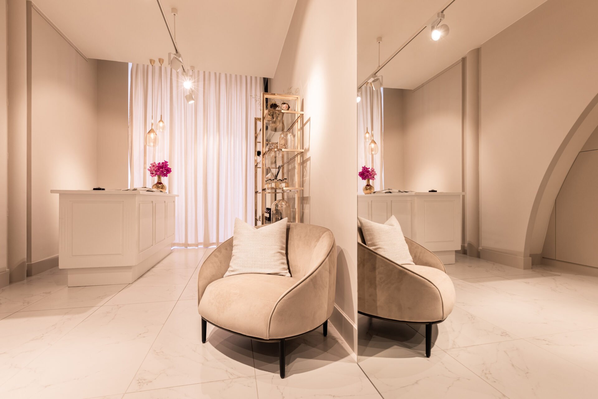 interior design sewing boutique scissors mirror chair